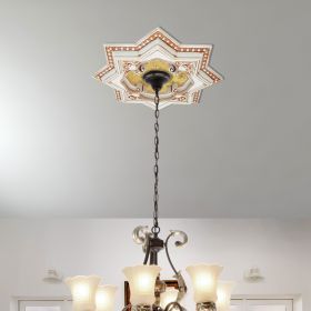 Ivory and Gold Eight Pointed Star Chandelier Ceiling Medallion 24in