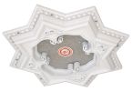 White and Silver Eight Pointed Star Chandelier Ceiling Medallion 24in