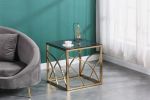 Modern Gold Plated Stainless Steel Cube Coffee Table with Tempered Blue Star Grey Glass Top