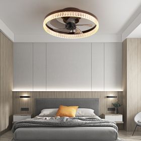 Ceiling Fans with Lights, Minimalist Ring Led Chandelier Fan with Remote Control Modern Ceiling Lamp for Bedroom Nursery Living Room