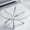 Modern Round Tempered Glass Coffee Table with Stainless Steel Legs