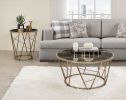 Cicatrix Coffee Table; Faux Black Marble Glass & Champagne Finish YJ