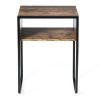 Industrial Side Table with Anti-Rust Steel Frame and Open Storage