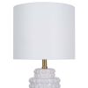 21" Hob-Nail Ceramic Table Lamp, Brass Accents, White Finish