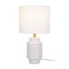 21" Hob-Nail Ceramic Table Lamp, Brass Accents, White Finish