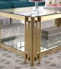 Woker Furniture 20" Wide Square End Table with Glass Top, Golden Stainless Steel Tempered Glass Coffee Table for Living Room&Bed Room