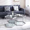 Modern Glass Coffee Table with Silver Finish Stainless Steel Frame