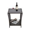 Dark Blonde Square Wicker 20 in. H Outdoor Coffee Table with Glass Top