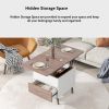 Modern Multi-functional Coffee Table Extendable with Storage & Lift Top in Walnut