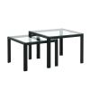 Nesting Coffee Table Set of 2;  Square Modern Stacking Table with Tempered Glass Finish for Living Room; Transparent