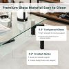 2-Tier Rectangular Glass Coffee Table with Metal Tube Legs