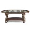 Coffee Table with Glass Table Top and Powder Coat Finish Metal Legs Dark Brown