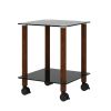 1-Piece Black + Walnut Side Table ; 2-Tier Space End Table ; Modern Night Stand; Sofa table; Side Table with Storage Shelve