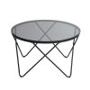 Modern Round Coffee Table with Black Glass and Metal Frame Central Coffee Table for Living Room