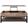 U-style Lift Top Coffee Table with Inner Storage Space and Shelf (As same As WF198291AAN)