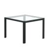 Nesting Coffee Table Set of 2;  Square Modern Stacking Table with Tempered Glass Finish for Living Room; Transparent