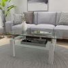 White Coffee Table, Clear Coffee Table,Modern Side Center Tables for Living Room, Living Room Furniture