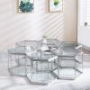 Modern Glass Coffee Table with Silver Finish Stainless Steel Frame