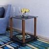 1-Piece Black + Walnut Side Table ; 2-Tier Space End Table ; Modern Night Stand; Sofa table; Side Table with Storage Shelve