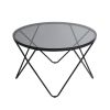 Modern Round Coffee Table with Black Glass and Metal Frame Central Coffee Table for Living Room