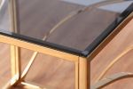 Modern Gold Plated Stainless Steel Cube Coffee Table with Tempered Blue Star Grey Glass Top