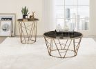 Cicatrix Coffee Table; Faux Black Marble Glass & Champagne Finish YJ