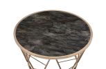 Cicatrix Coffee Table; Faux Black Marble Glass & Champagne Finish YJ