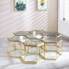 Modern Glass Coffee Table with Gold Finish Stainless Steel Frame