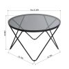 Modern Round Coffee Table with Black Glass and Metal Frame Central Coffee Table for Living Room