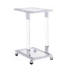 W82153573 Chrome Glass Side Table, Acrylic End Table, Glass Top C Shape Square Table with Metal Base for Living Room, Bedroom, Balcony Home and Office