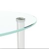 Transparent Oval glass coffee table, modern table with stainless steel leg, tea table 3-layer glass table for living room