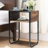 Industrial Side Table with Anti-Rust Steel Frame and Open Storage