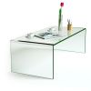 42.5 x 20 x 14 Inch Glass Coffee Table with Rounded Edges for Living Room