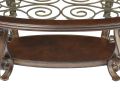 Coffee Table with Glass Table Top and Powder Coat Finish Metal Legs Dark Brown