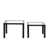 Nesting Coffee Table Set of 2;  Square Modern Stacking Table with Tempered Glass Finish for Living Room; Transparent