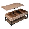 U-style Lift Top Coffee Table with Inner Storage Space and Shelf (As same As WF198291AAN)