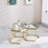 Modern Glass Coffee Table with Gold Finish Stainless Steel Frame