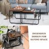 Set of 2 Nesting Coffee Tables with Side Pocket for Living Room Bedroom