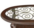 Coffee Table with Glass Table Top and Powder Coat Finish Metal Legs Dark Brown