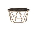 Cicatrix Coffee Table; Faux Black Marble Glass & Champagne Finish YJ