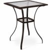 28.5 Inch Outdoor Patio Square Glass Top Table with Rattan Edging