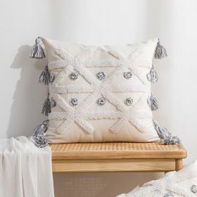 Bohemian Pillow Ins Style Simple Nordic Tufted Pillowcase (Option: Willow Pillow Greige Pillow-45x45cm Without Core)