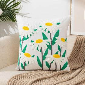 Flower Embroidery Pillow Cover Pastoral Style (Option: Style 9-45x45CM Single Pillowcase)