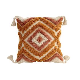 Bohemian Line Tufted Pillow Cover (Option: Diamond Red Brown-45 X45cm Without Core)