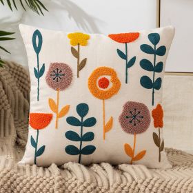 Flower Embroidery Pillow Cover Pastoral Style (Option: Style 3-45x45CM Single Pillowcase)