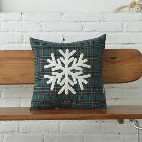 Polyester-cotton Canvas Christmas Green Plaid Pillow Cover (Option: Snowflake Green Grid 4545-30x35cm Or 45x45cm)