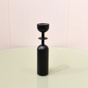 Style Home Decoration Wooden Candlestick Simple Candle Holder Sample Room Photography Props (Option: D Type Black)