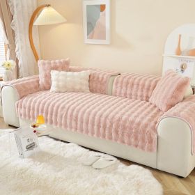 Warm Sofa Bubble Plush Pillowcase Pillow (Option: Pink-45x45cm pillowcase)