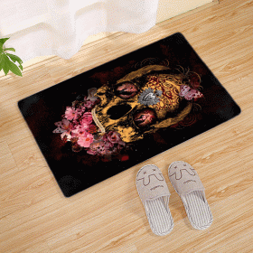 Halloween Flannel Floor Mat Bathroom Toilet Door Non-slop Mats Skull Absorbent Printing Floor Mat (Option: Halloween 210012-40x60)