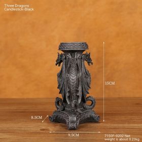 Home Fashion Halloween Skull Candlestick (Option: Three Dragon Black)